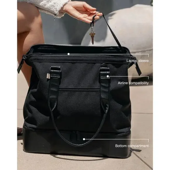 Beis The Mini Weekender In Black Travel Bag Carry On - Picture 3 of 14